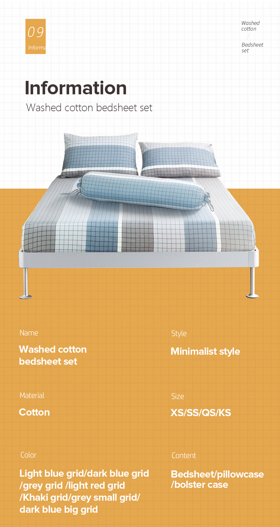 Washed Cotton Bedsheet Set-11